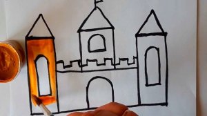 How to draw a castle  VERY EASY FOR KIDS  Как нарисовать замок  ОЧЕНЬ ЛЕГКО ДЛЯ ДЕТЕЙ