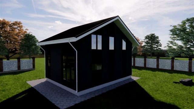 Полутораэтажный каркасный дом 7х9 с террасой и панорамными окнами смотреть онлайн