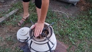 Тандыр Кочевник с ОЗОН. Первый розжиг и две закладки мяса.