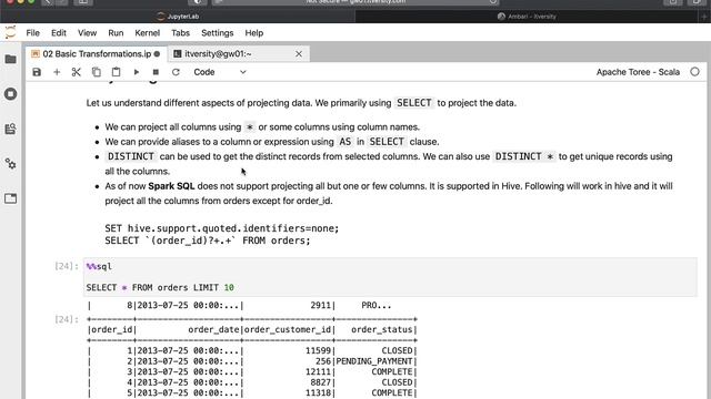Spark SQL - Basic Transformations - Projecting Data