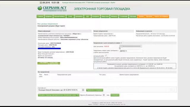 Участие в электронном аукционе (Демонстрация)