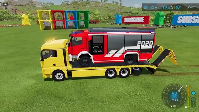 TRANSPORTING & FIRE DEPERTMANT, AMBULANCE CAR, LOADER, MIX TRUCK ! FS 22 смотреть онлайн