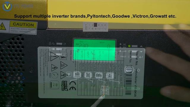 Vxl5100 51.2V 100Ah ESS Lifepo4 battery test with Voltronics Infinisolar VIII-5KW inverter.