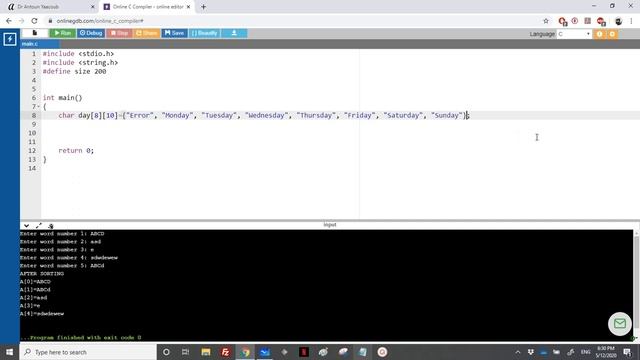 Algorithmics & Programming - Exercise - Day of the week