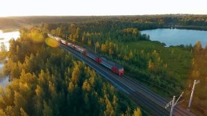 Кавголовское озеро с дрона в 4К | В погоне за поездами!