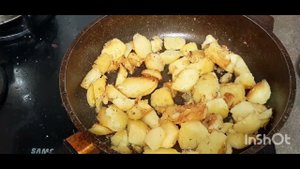 Жаренная картошка с  отварными подберёзовиками