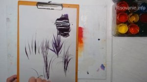 Как нарисовать тонкие травинки гуашью | Пошаговый урок рисования