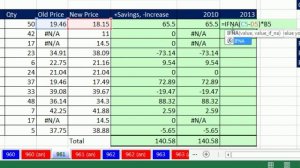 Excel Magic Trick 961: Calculate Total Savings: Old Price, New Price & Quantity IFNA 2013 Function