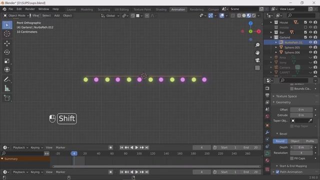 Easy way to make an animated garland in Blender