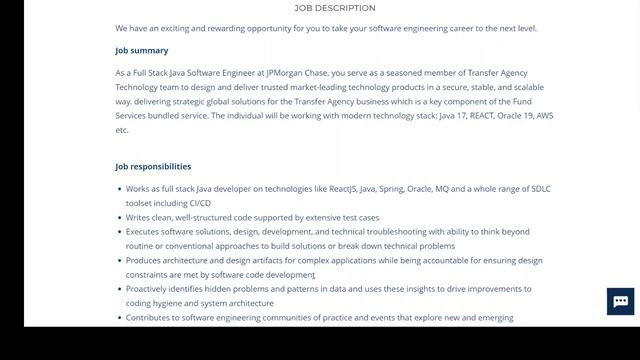Fullstack Java Software Engineer III at JPMorgan Chase & Co. | Job Description смотреть онлайн