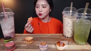 ASMR Various Kinds of Macarons and Drinks_Eat with Boki