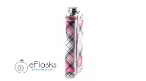 VF9002 Visol "Valor" Pink Plaid Stainless Steel 8oz Hip Flask