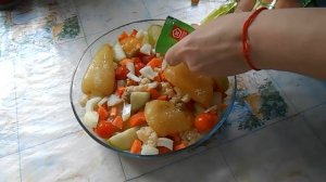 Курица с замороженными овощами. Запечённые.