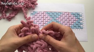 Узор ЛжеЭнтерлак для пледа из плюшевой пряжи Alize Puffy/Alize Puffy Fine