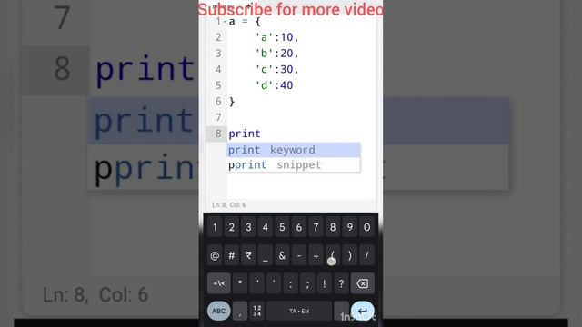 Printing Dict Keys without default functions in Python | Tamil #santratechspot #pythontricks