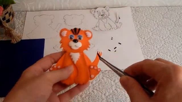 Символ 2022 года -Тигр из фоамирана своими руками/Сувениры/Магнит/Подвеска смотреть онлайн