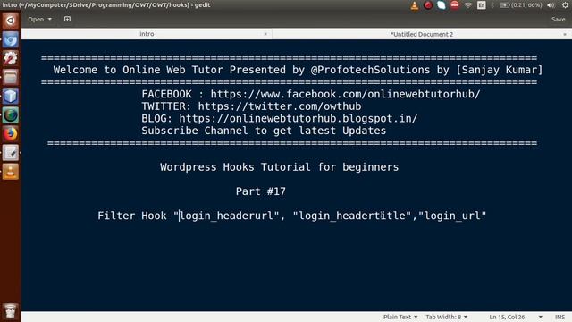 Wordpress Hooks Tutorial for beginners from scratch #17 Simple login filter hooks ( url, title )