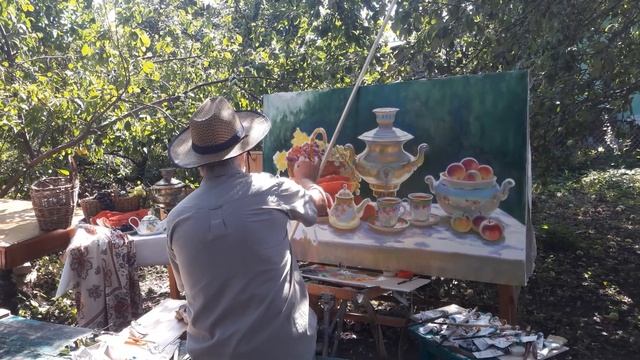 Мастер- класс художника Виктора Бычкова. Натюрморт "Чаепитие в летнем саду". смотреть онлайн