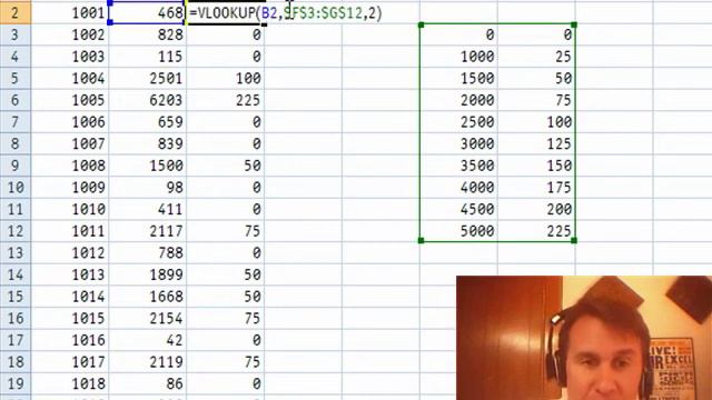 Excel - Bonus Calculations: Use VLOOKUP & Embed Tables - Episode 1135