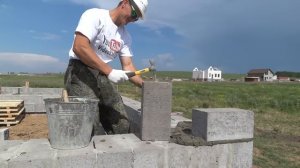 Кладка угла из блока(керамзитобетон)Серия 1 из 5
