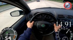 Skoda Fabia II RS 1.4 TSI 180 HP DSG POV DRIVE TEST ACCELERATION ON GERMAN AUTOBAHN