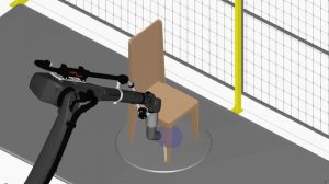 Покраска стульев промышленным роботом (визуализация)