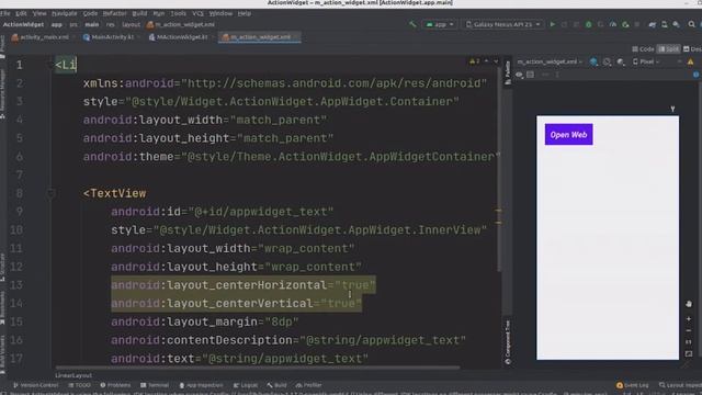 how to create widget in android studio kotlin programmatically