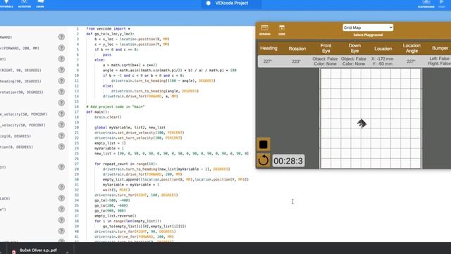 Move robot using list, append x and y position to new list and drive robot back to start position