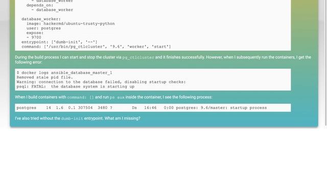 Dockerized PostgreSQL: psql: FATAL: the database system is starting up смотреть онлайн