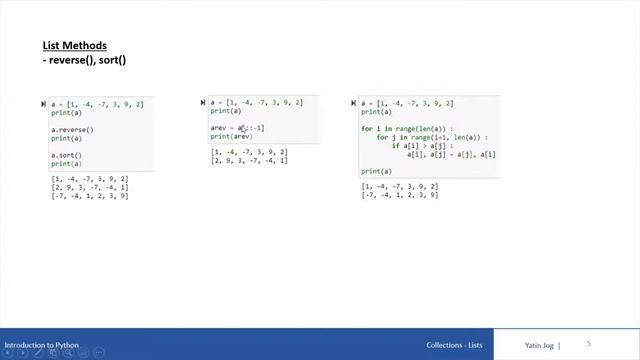 Python List Methods - reverse(), sort()