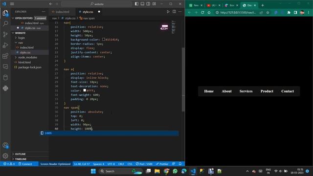Animated Navigation Menu Bar using HTML CSS | Animated Tabs with Indicator | Navbar  Neo Effect #na