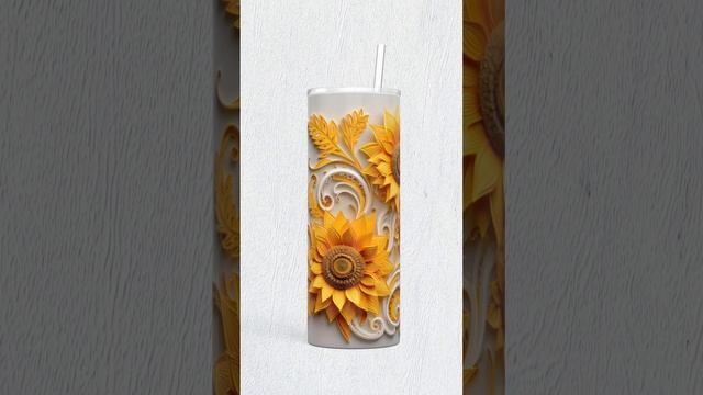 3d Sunflower tumbler Sunflower 3d sublimation tumbler wrap 3d Quilling tumbler 3D Tumbler 20 Oz