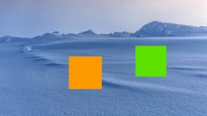 оранжевый и зелёный гуляют по снежной пустыни