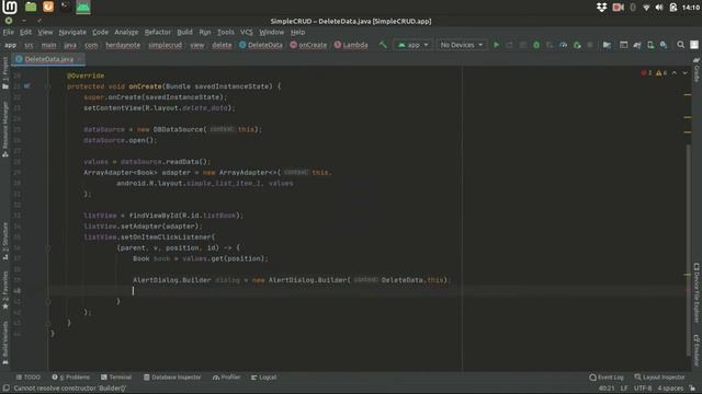 How to Make CRUD App in Android Studio (Java) Using SQLite Part 5 - Delete Data смотреть онлайн
