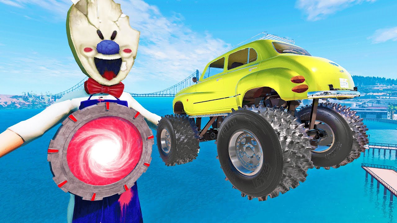 CARS vs ICE SCREAM PORTAL - BeamNG Drive смотреть онлайн