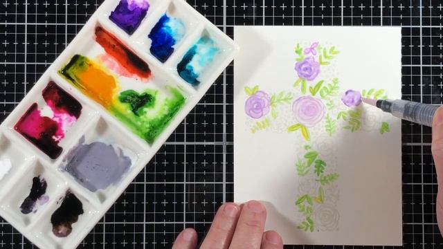 Floral Cross Watercolor Painted Look with Trinity Stamps смотреть онлайн