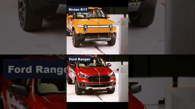 ??? Crash Test Ford Ranger vs Rivian R1T #shorts