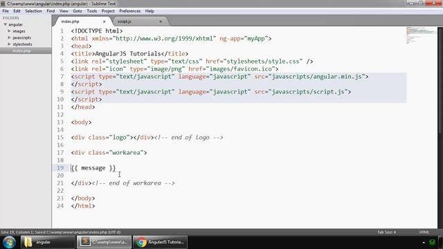 AngularJS Basics Tutorial for Beginners - 02 - Creating Module and Controller