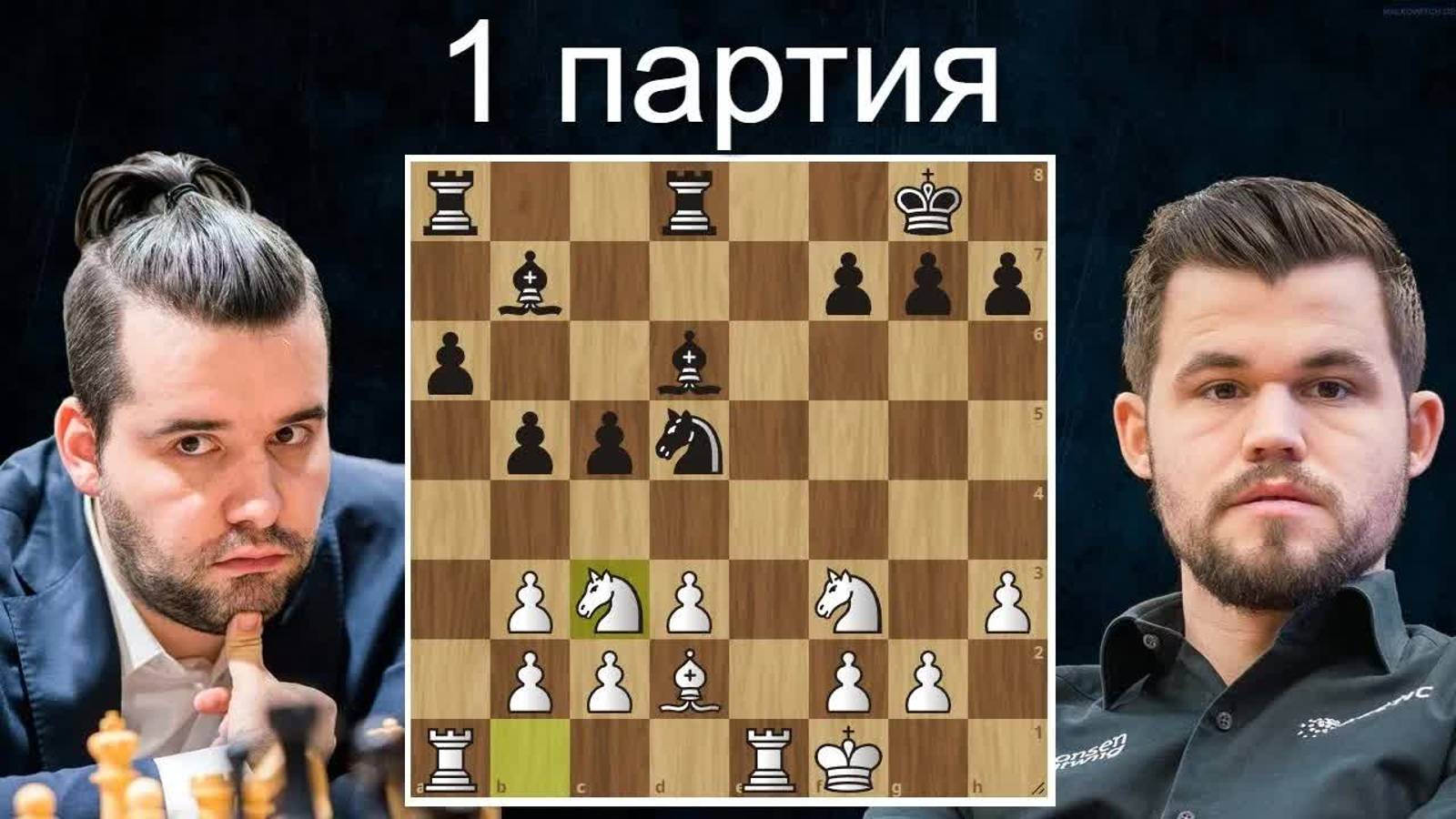 Ян Непомнящий-Магнус Карлсен 1 партия Матч на первенство мира 2021. Шахматы.