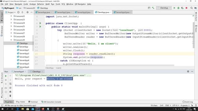 Java - урок 30.3 (Пишем клиентское приложение через Socket) смотреть онлайн