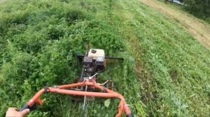 Роторная косилка на мотоблок ! Испытание густой травой!