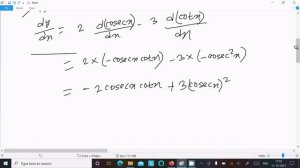 If y = (2 - 3 cosx)/sinx, Find dy/dx at x = π/4