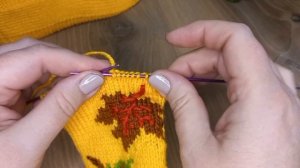 Тапочки  спицами "Осень".???