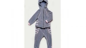 Велюровый костюм для малышей - серо-розовый