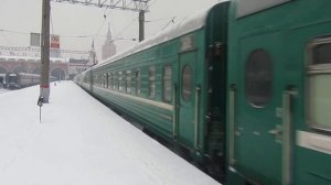 Отправление ЭП2К-368 с поездом№330Ч Москва-Душанбе с Казанского вокзала Москвы 26.12.2018