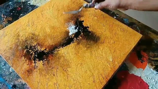 Abstract painting  textured with gesso  Acrylic abstract painting demonstration