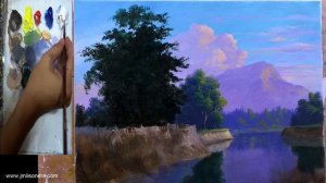 Tutorial : Acrylic Landscape Painting / Sunset River / JMLisondra