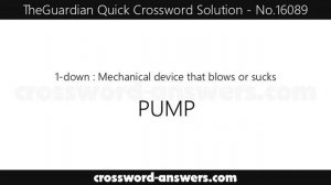 The Guardian Quick Crossword Answers for #16089