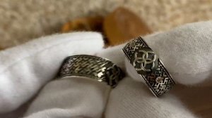 Славянские обручальные кольца Свадебник из серебра с бриллиантами