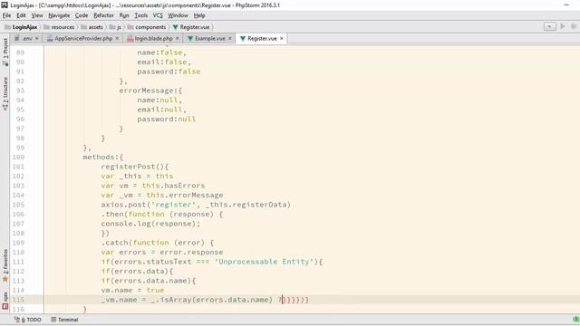 Laravel 5 4 Register Ajax axios using vuejs and lodash with laravel смотреть онлайн